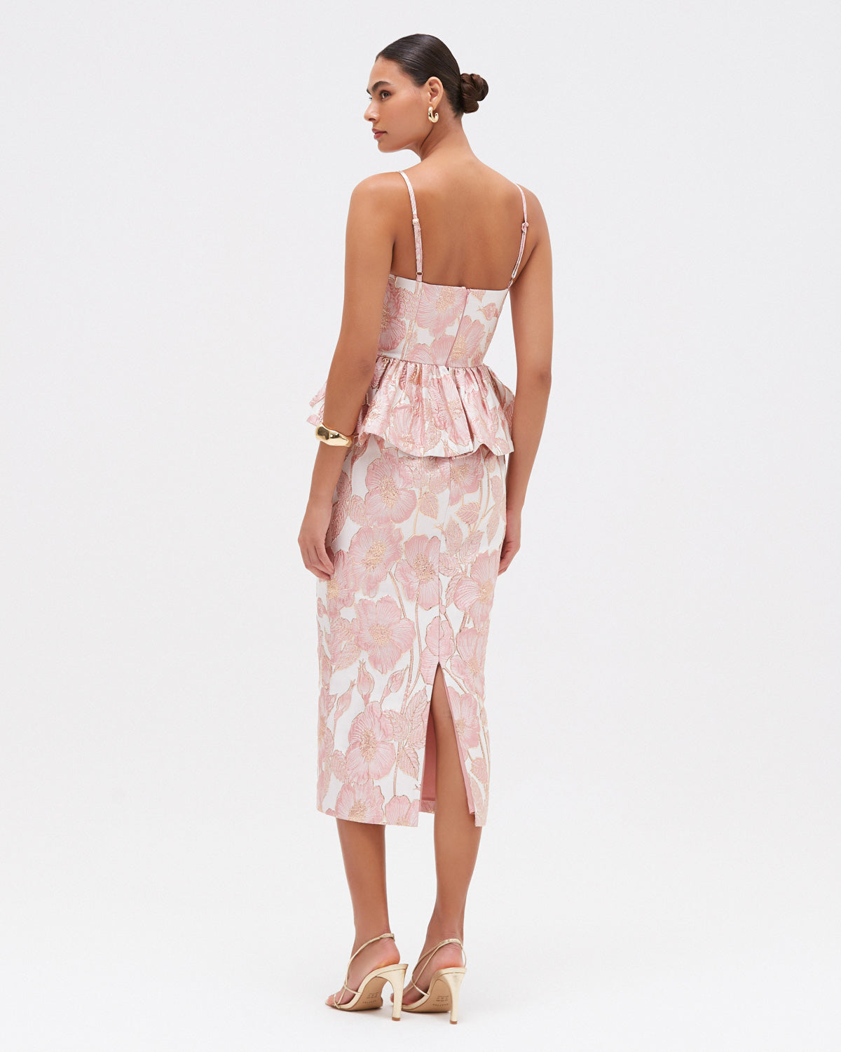VESTIDO MIDI JACQUARD PETAL ROSA