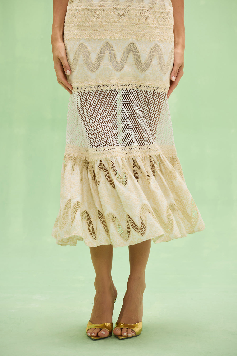 VESTIDO MIDI LAISE FLORA OFF WHITE