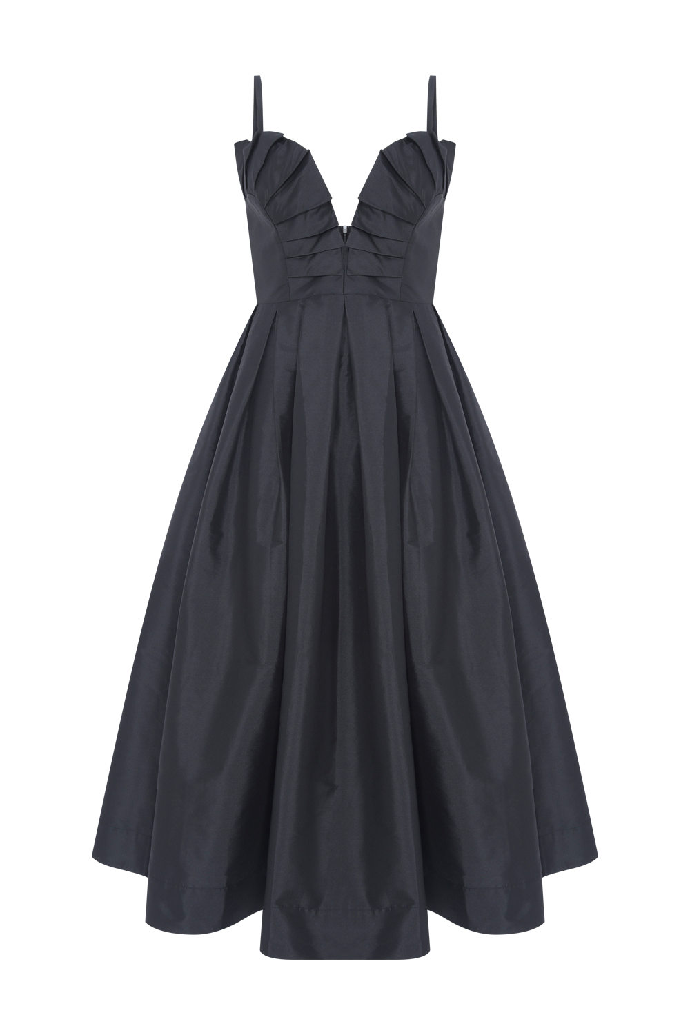 VESTIDO MIDI TAFETÁ BLOOM PRETO