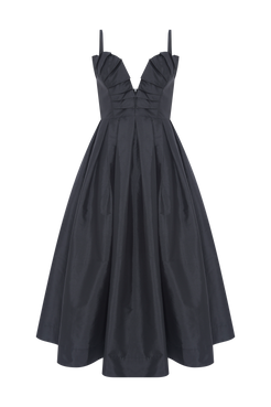 VESTIDO MIDI TAFETÁ BLOOM PRETO