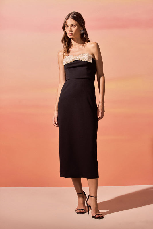 VESTIDO MIDI CREPE ELENA  PRETO