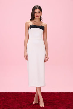 VESTIDO MIDI CREPE ELENA  OFF WHITE