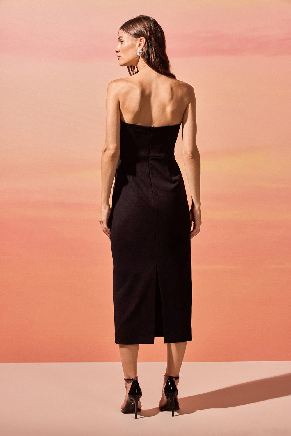 VESTIDO MIDI CREPE ELENA  PRETO