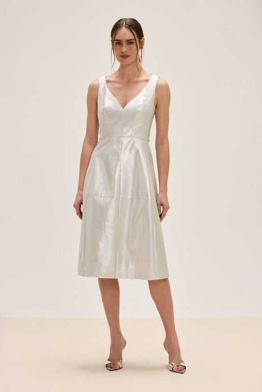 VESTIDO MIDI MALHA SILVER PRATA