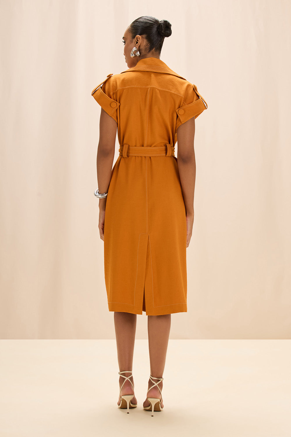 VESTIDO MIDI TWILL SIENNA URUCUM