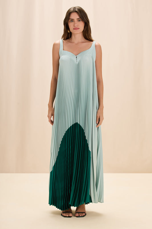 VESTIDO MIDI CETIM IRIS VERDE