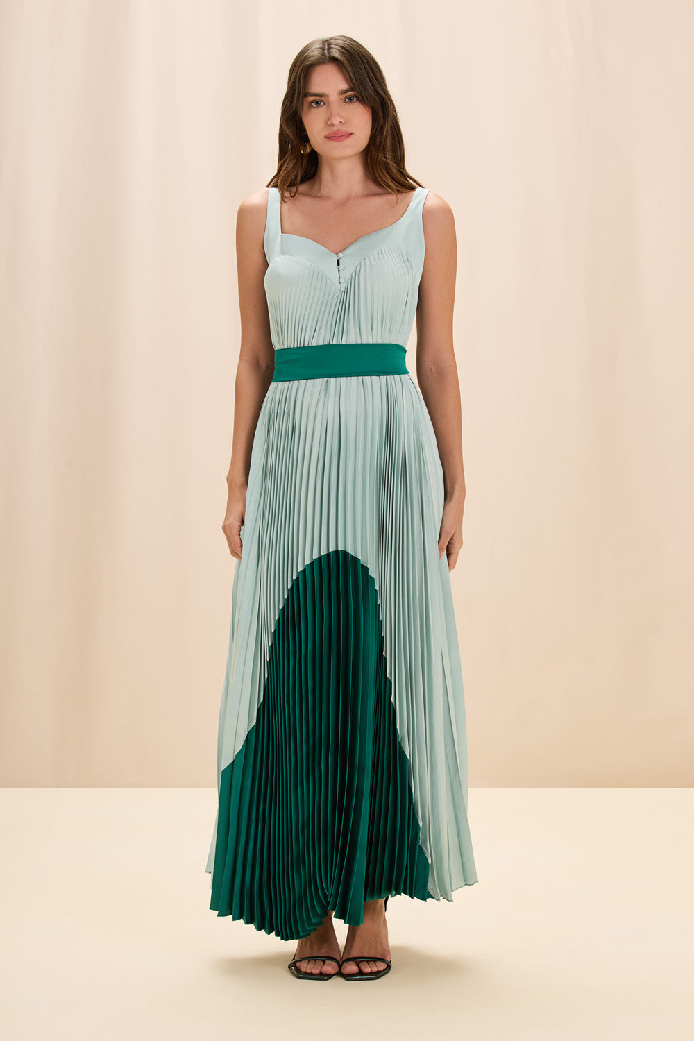 VESTIDO MIDI CETIM IRIS VERDE