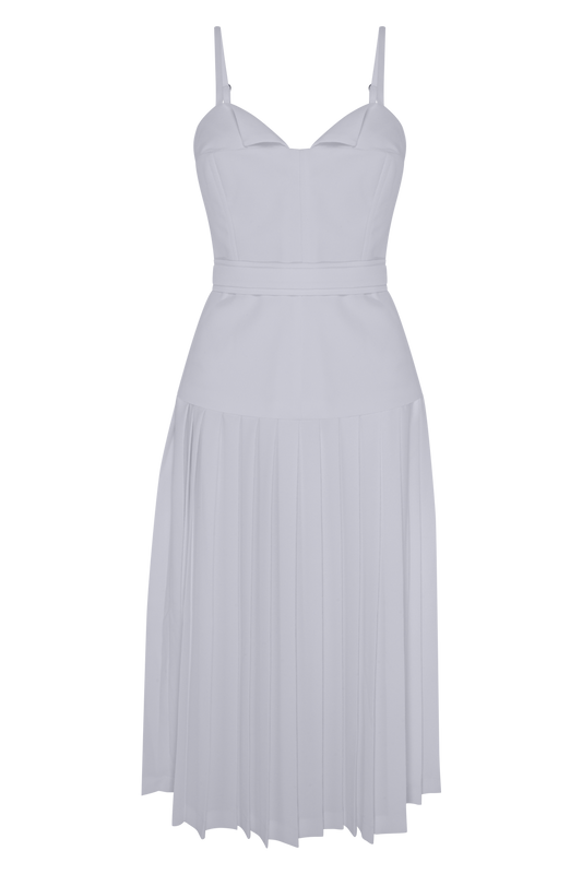 VESTIDO MIDI DUAL CREPE OFF WHITE