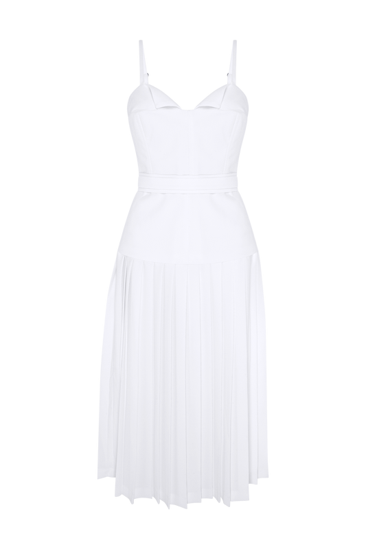 VESTIDO MIDI DUAL CREPE OFF WHITE