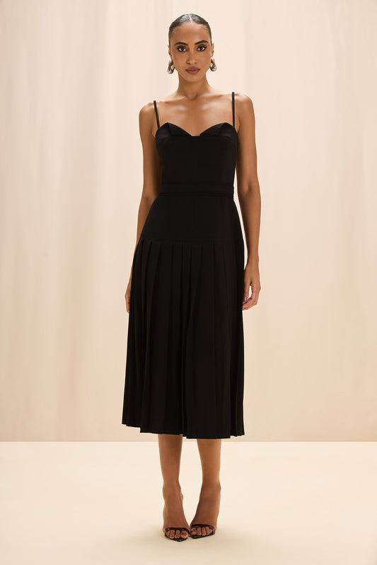 VESTIDO MIDI DUAL CREPE PRETO