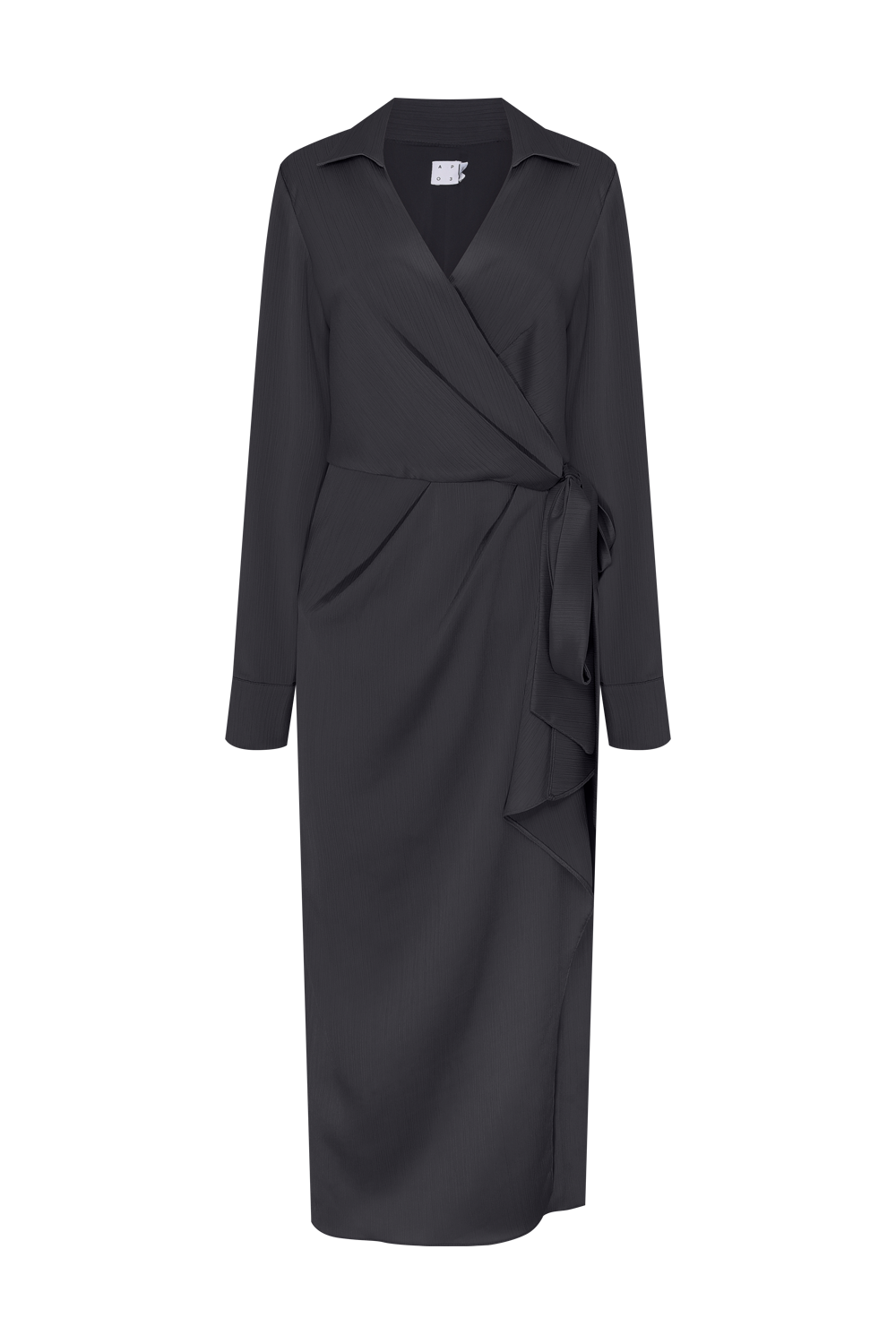 VESTIDO MIDI CETIM OPERA PRETO