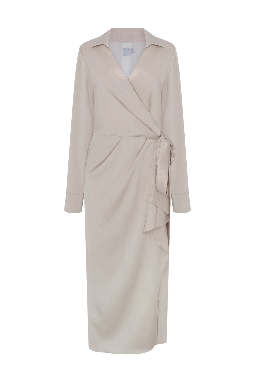 VESTIDO MIDI CETIM OPERA BEGE