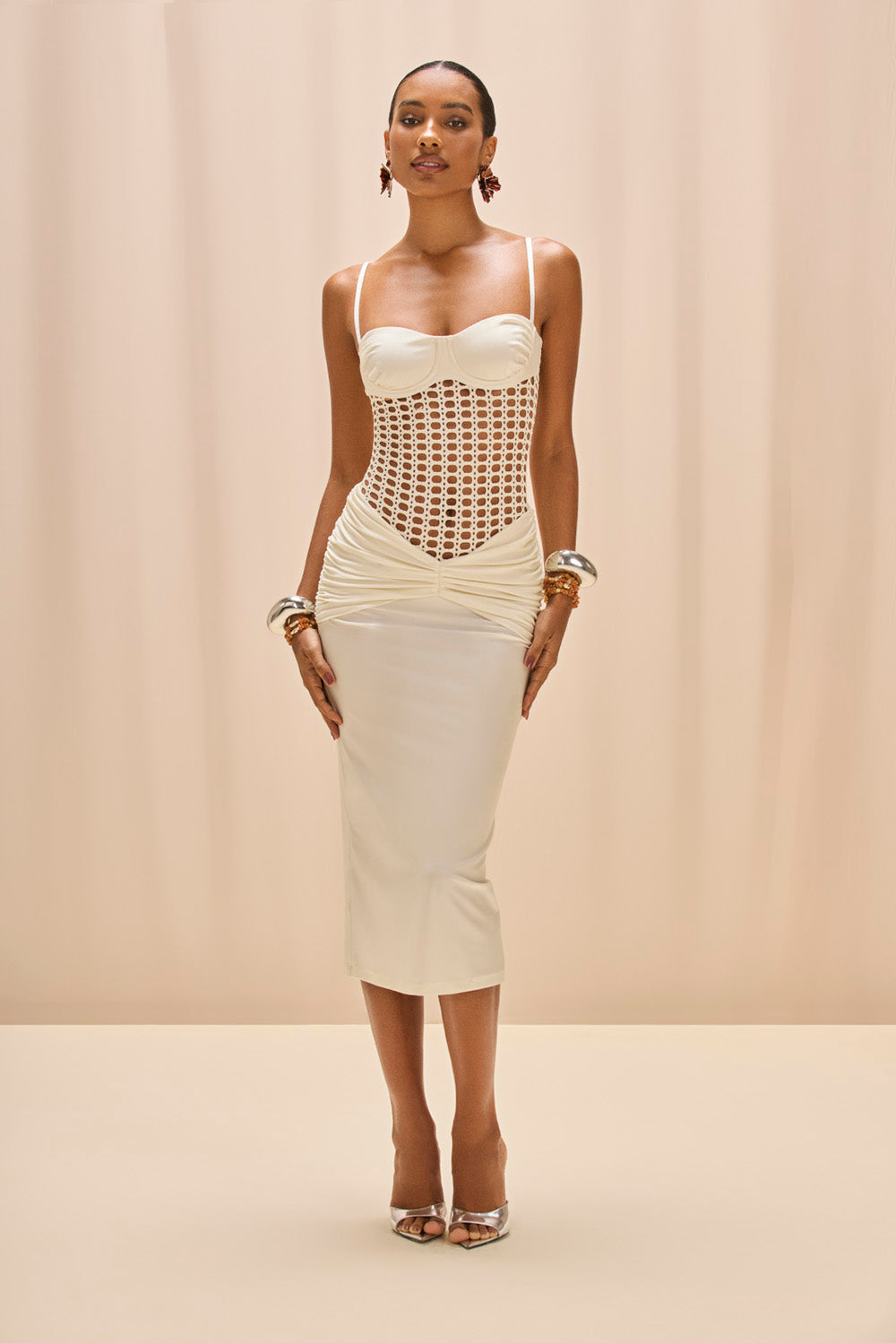 VESTIDO MIDI TELA SELENE OFF WHITE