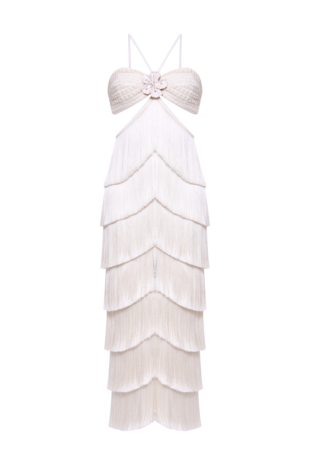 VESTIDO MIDI LYA FRINGE OFF WHITE
