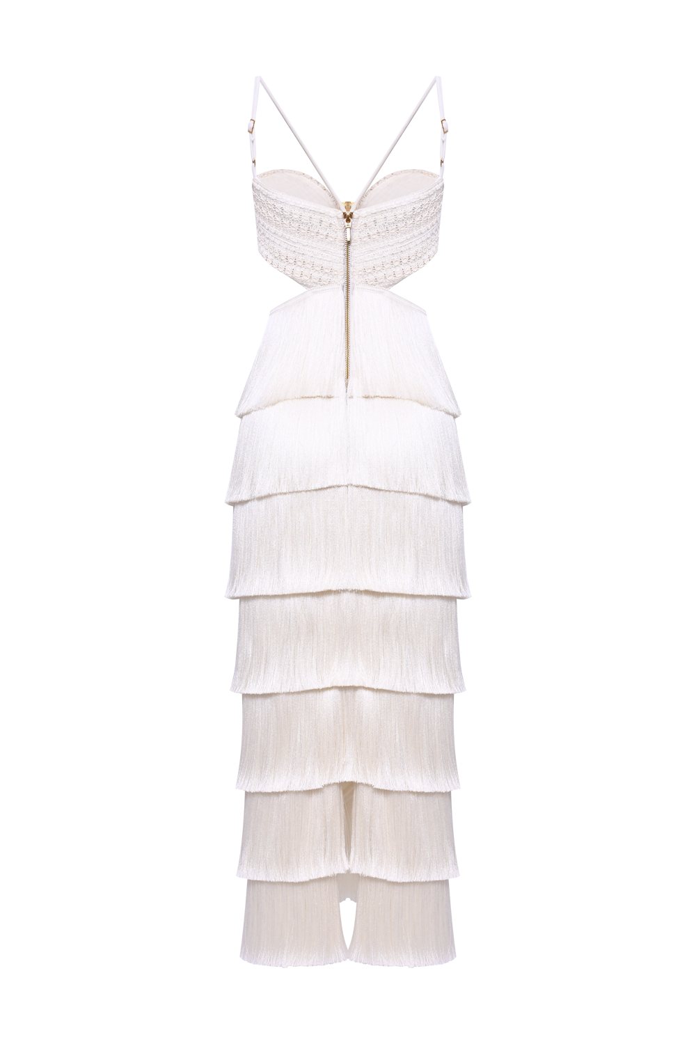 VESTIDO MIDI LYA FRINGE OFF WHITE