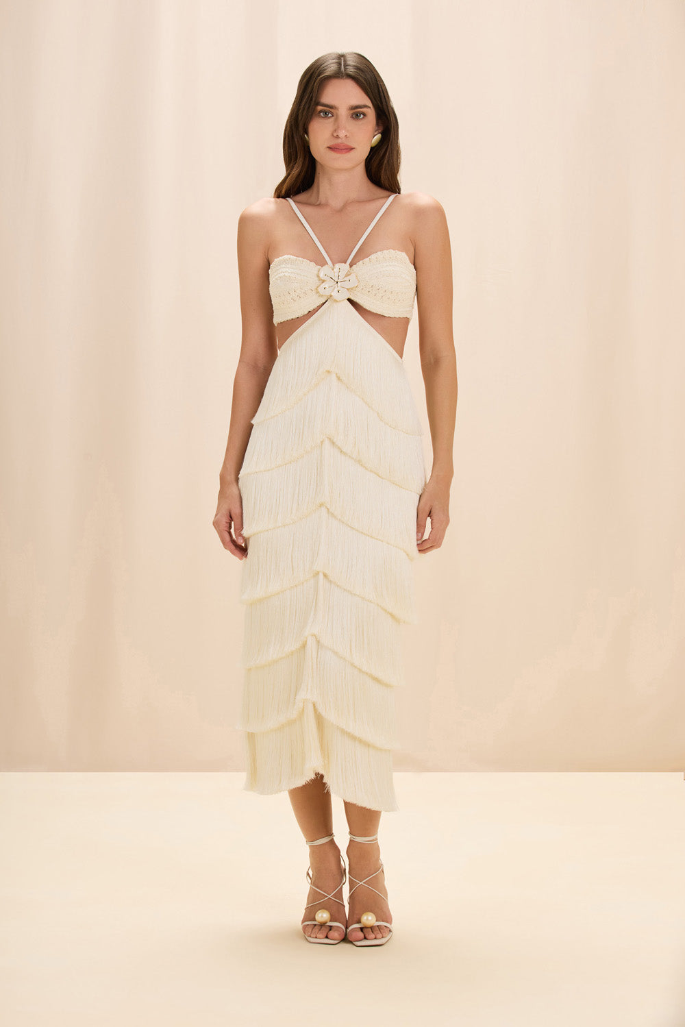 VESTIDO MIDI LYA FRINGE OFF WHITE