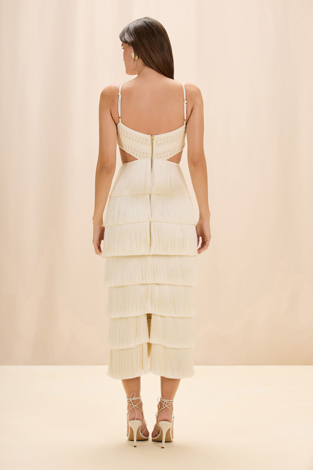 VESTIDO MIDI LYA FRINGE OFF WHITE