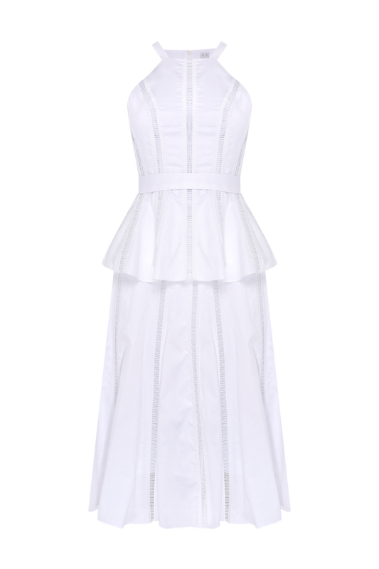 VESTIDO MIDI LINHO SOLENNE OFF WHITE