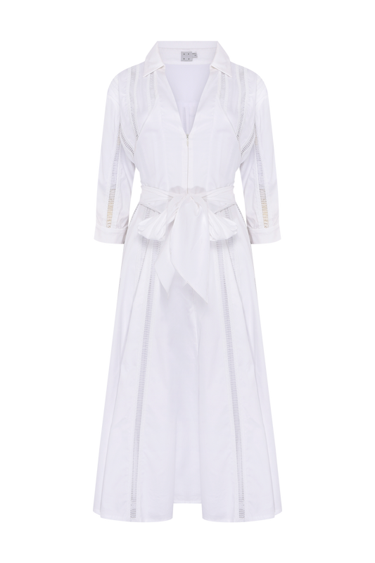 VESTIDO MIDI LINHO SOLENNE OFF WHITE
