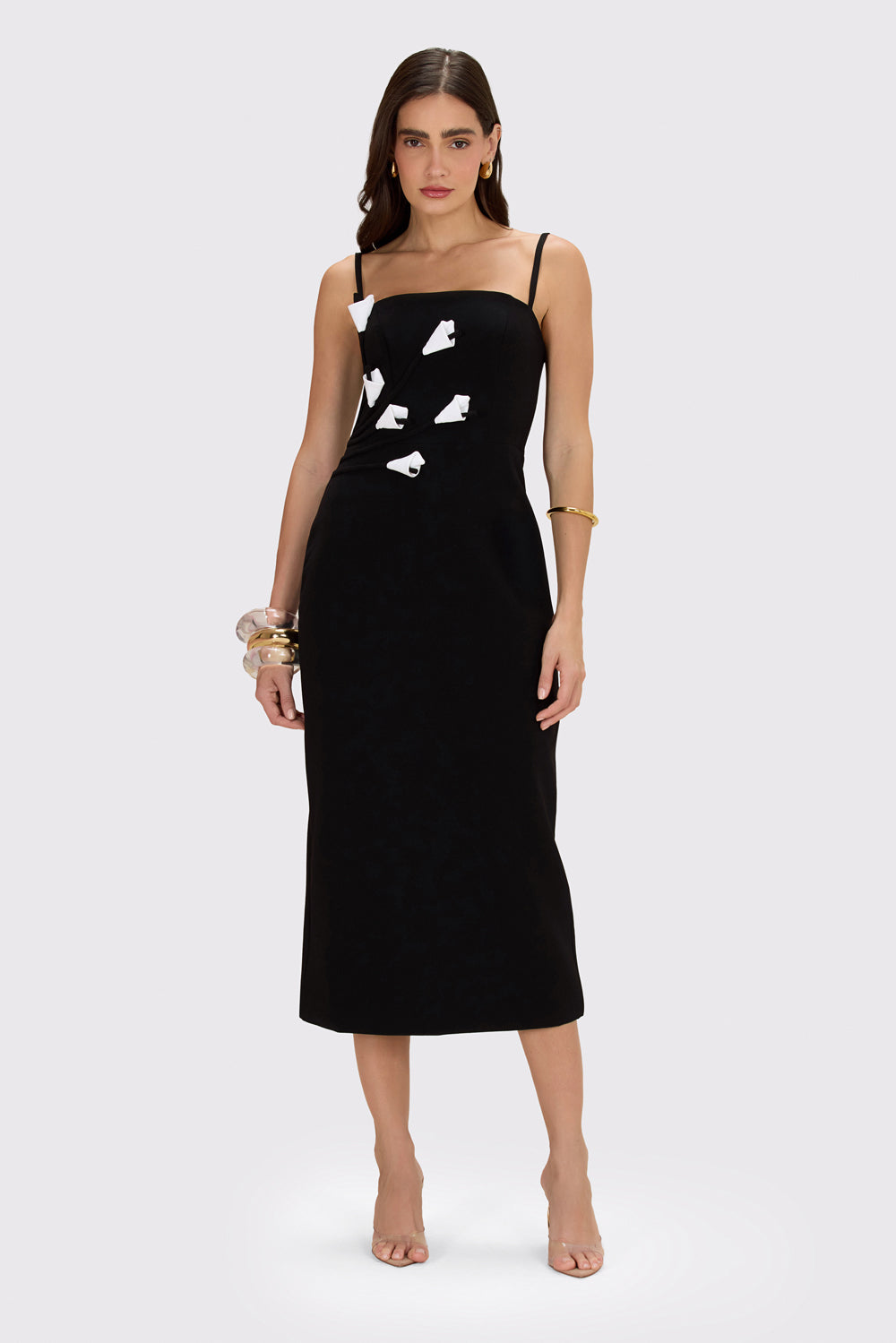 VESTIDO MIDI CREPE DAMA PRETO