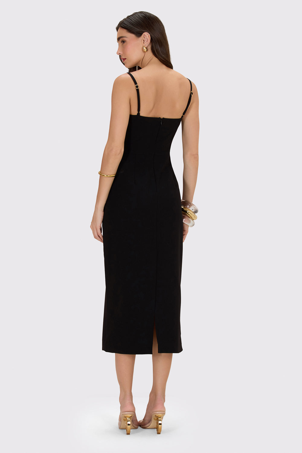 VESTIDO MIDI CREPE DAMA PRETO