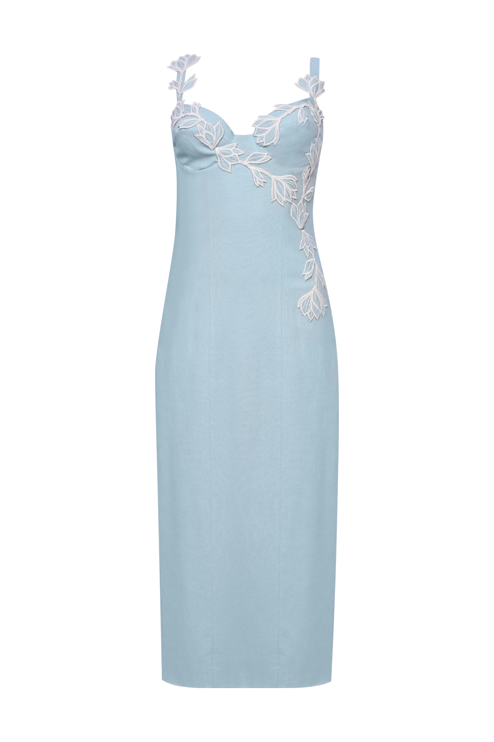 VESTIDO MIDI LINHO ACQUA MIST AZUL ESVERDEADO