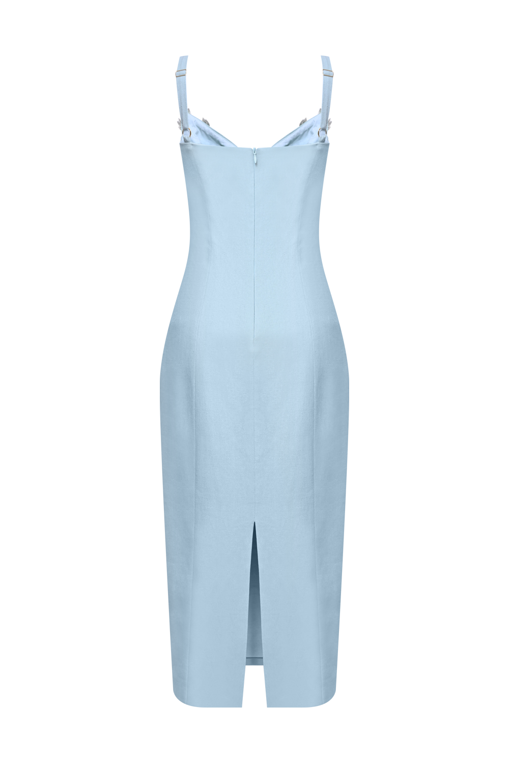VESTIDO MIDI LINHO ACQUA MIST AZUL ESVERDEADO