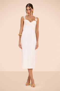VESTIDO MIDI LINHO ACQUA MIST BRANCO