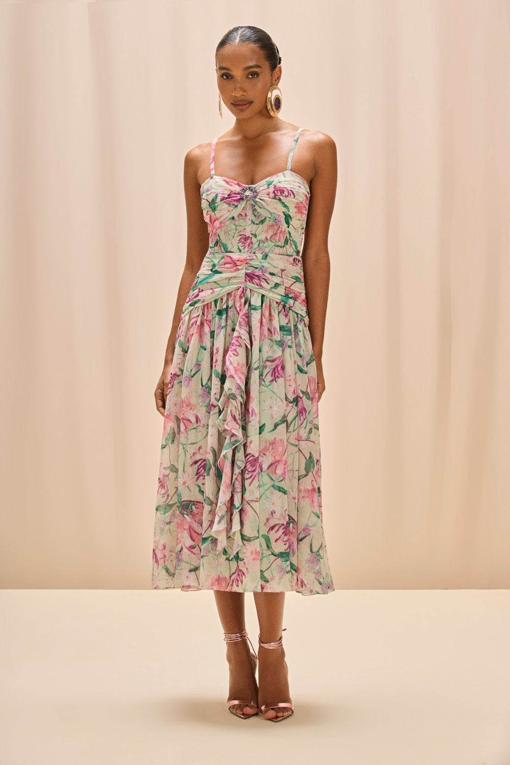 VESTIDO MIDI HONEY FLOWER VERDE