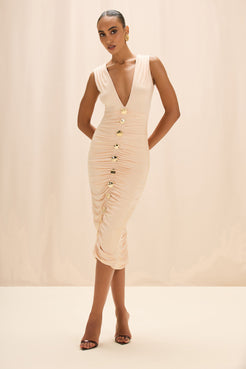 VESTIDO MIDI 
MOONLIT JERSEY  BEGE