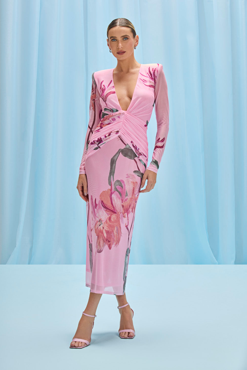 VESTIDO MIDI HONEY FLOWER ROSA