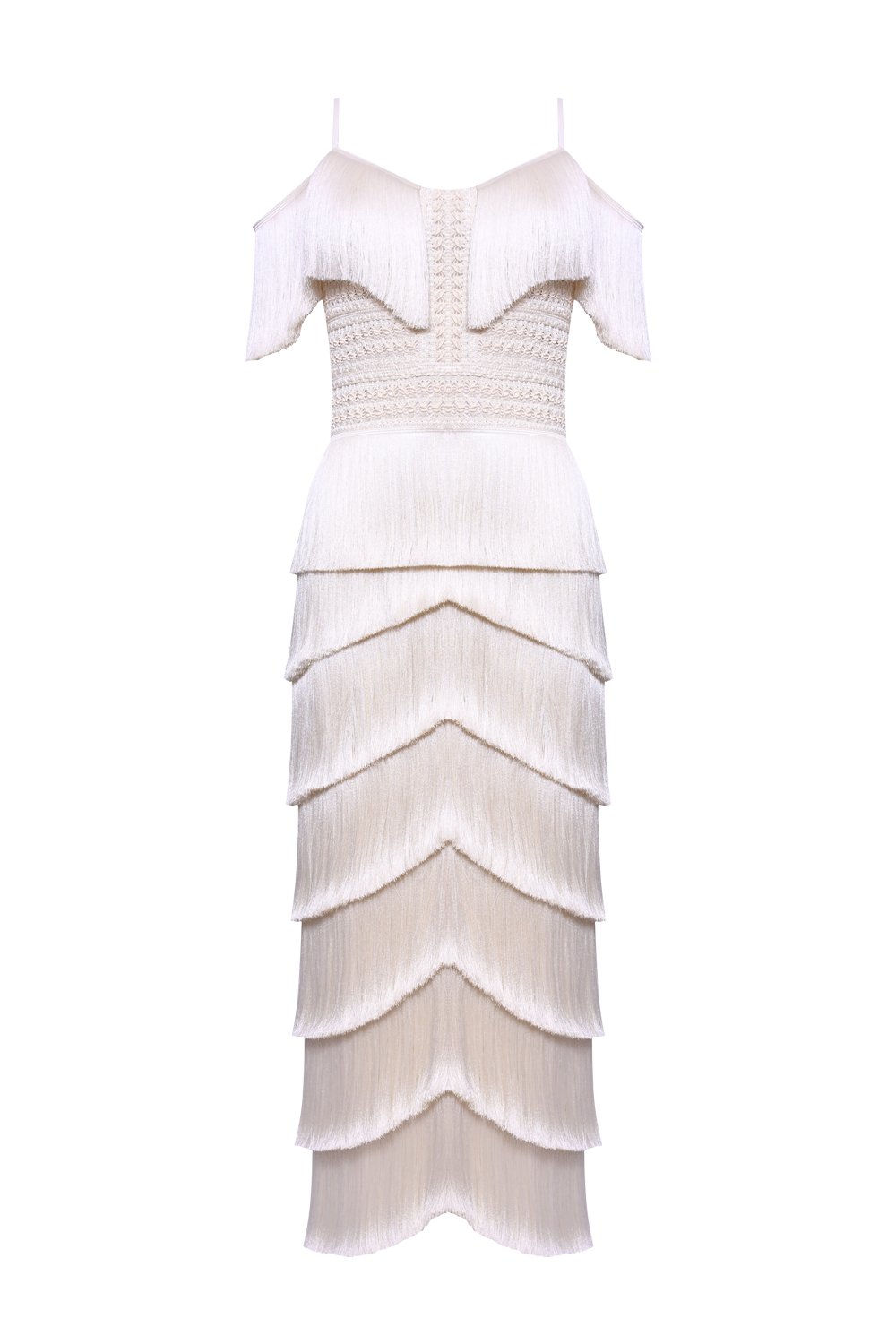 VESTIDO MIDI LYA FRINGE OFF WHITE
