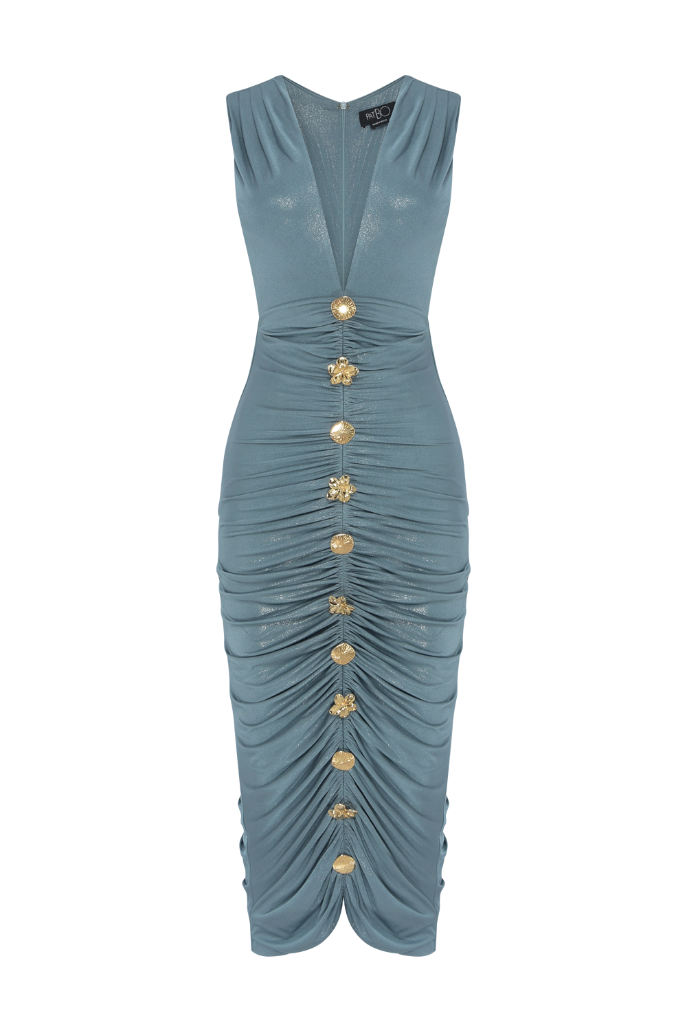 VESTIDO MIDI JERSEY NILA CINZA ESVERDEADO