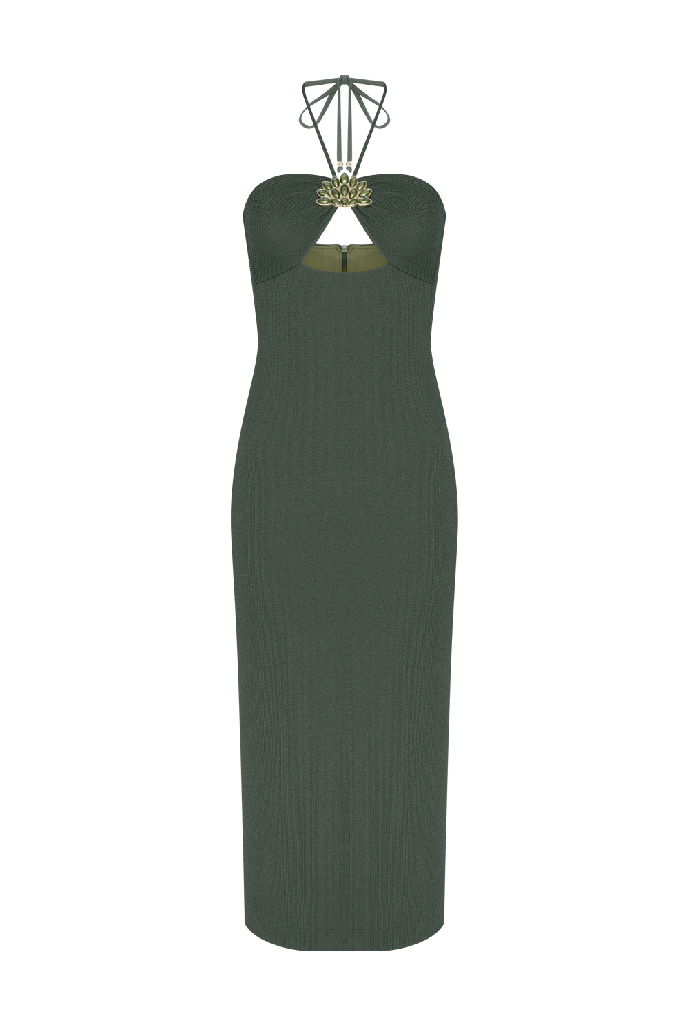 VESTIDO MIDI MALHA HILDA VERDE ESCURO