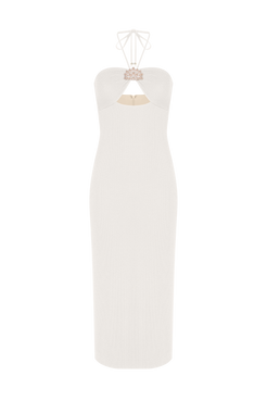 VESTIDO MIDI MALHA HILDA OFF WHITE