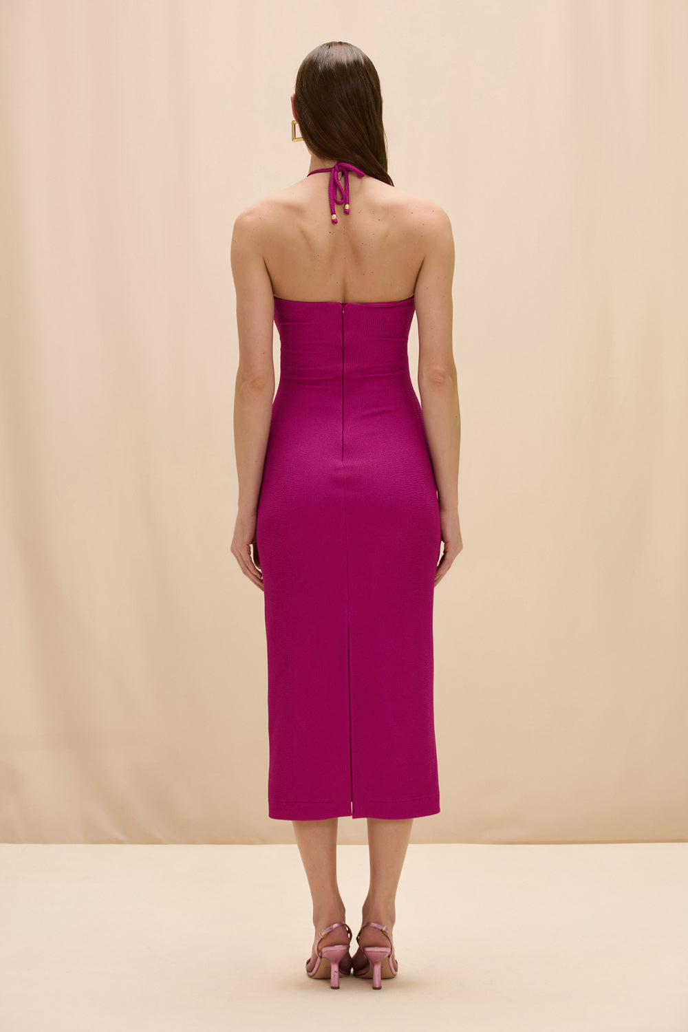 VESTIDO MIDI MALHA HILDA ROSA ESCURO