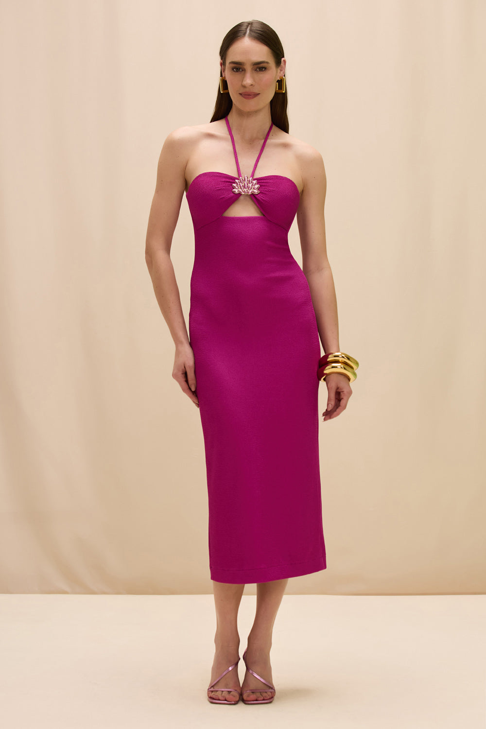 VESTIDO MIDI MALHA HILDA ROSA ESCURO