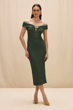 VESTIDO MIDI MALHA HILDA VERDE ESCURO