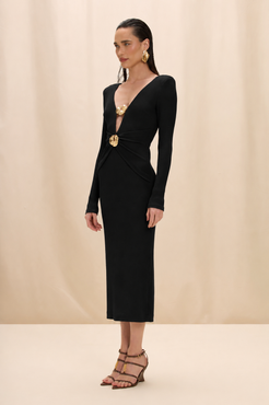 VESTIDO MIDI MALHA CORA PRETO