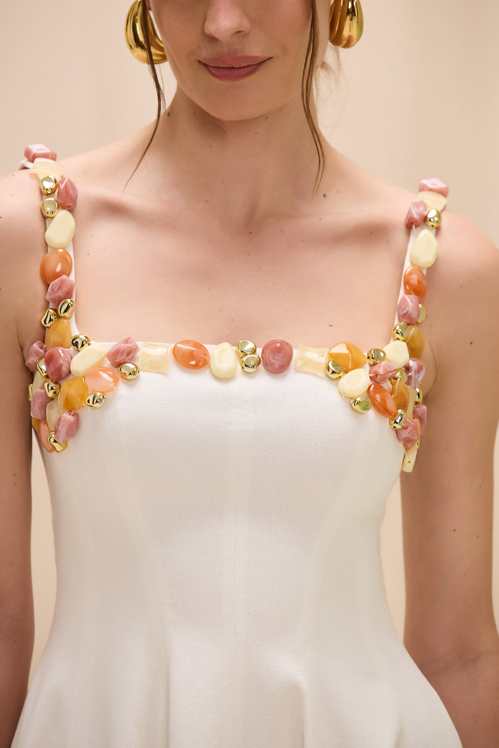 VESTIDO MIDI LINHO GABRIELA OFF WHITE