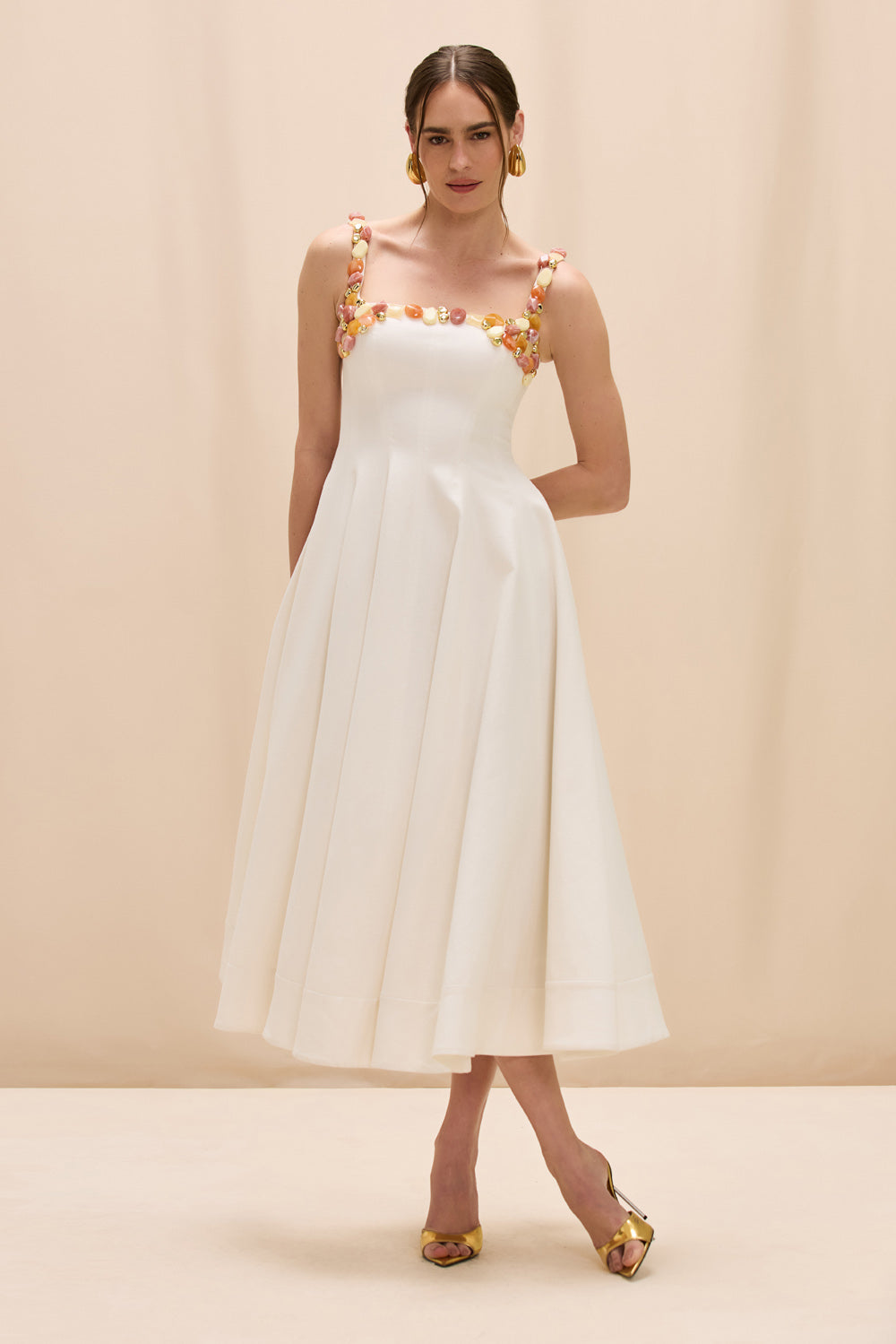 VESTIDO MIDI LINHO GABRIELA OFF WHITE