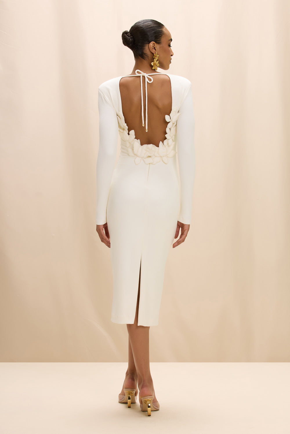 VESTIDO MIDI TAFETA TARSILA OFF WHITE