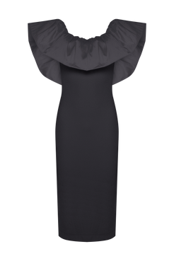 VESTIDO MIDI TAFETA TARSILA PRETO