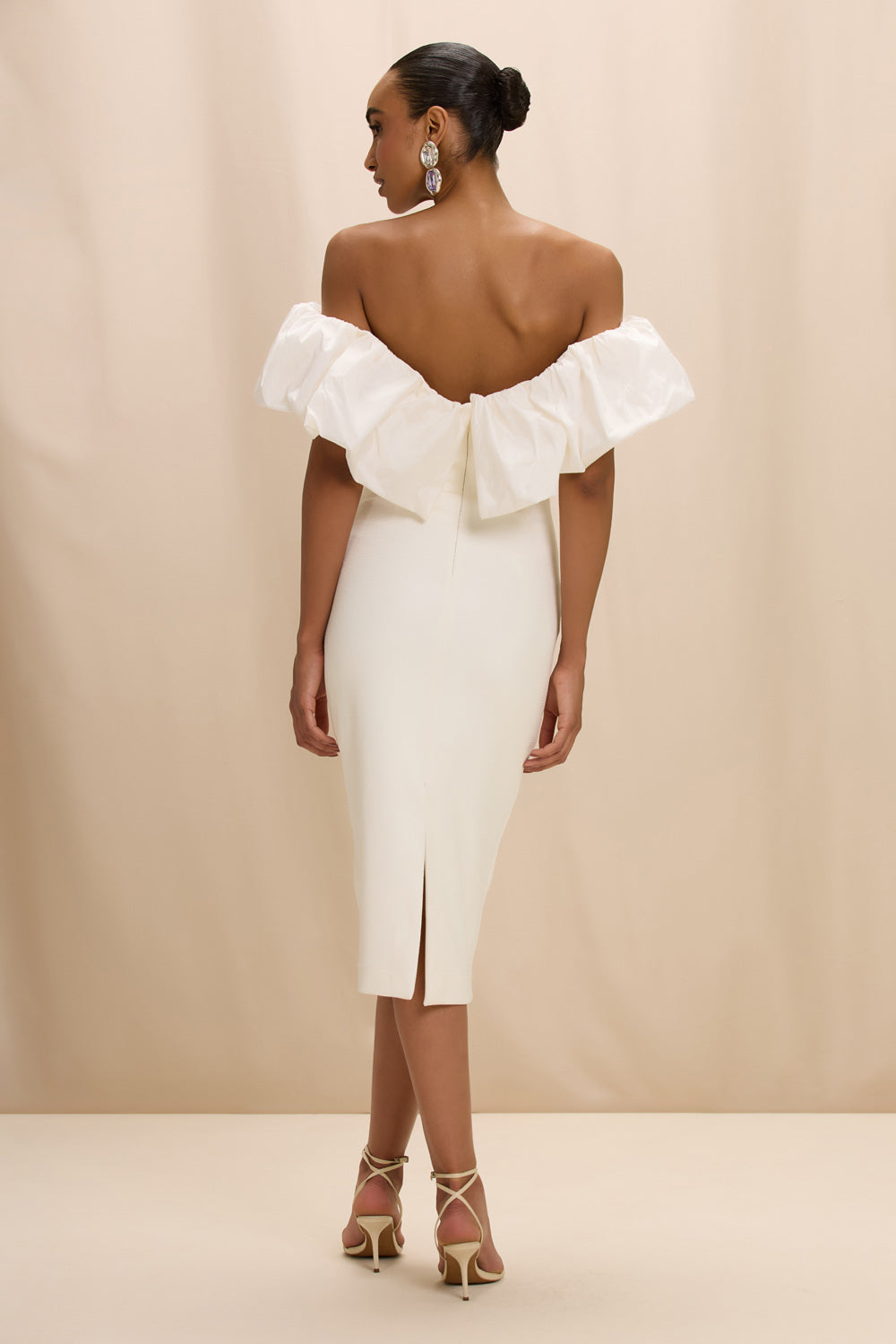 VESTIDO MIDI TAFETA TARSILA OFF WHITE