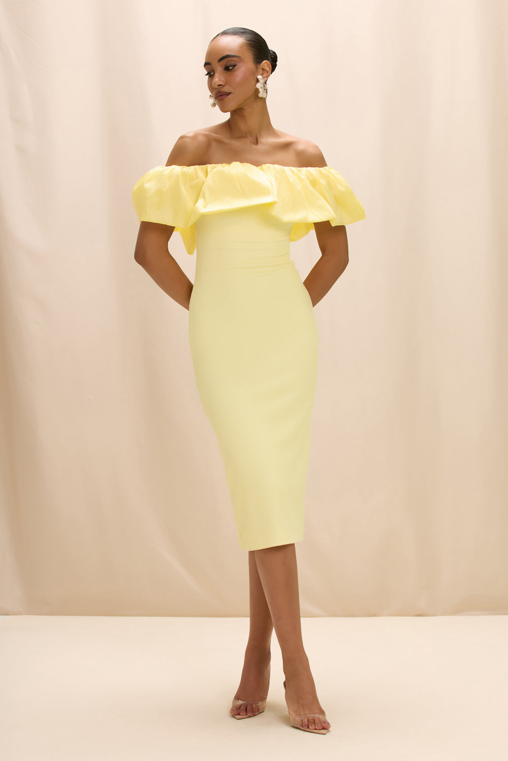 VESTIDO MIDI TAFETA TARSILA AMARELO