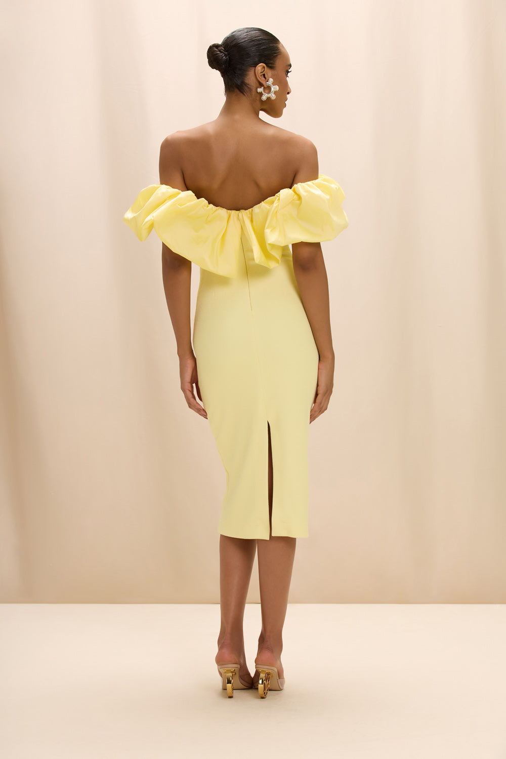 VESTIDO MIDI TAFETA TARSILA AMARELO