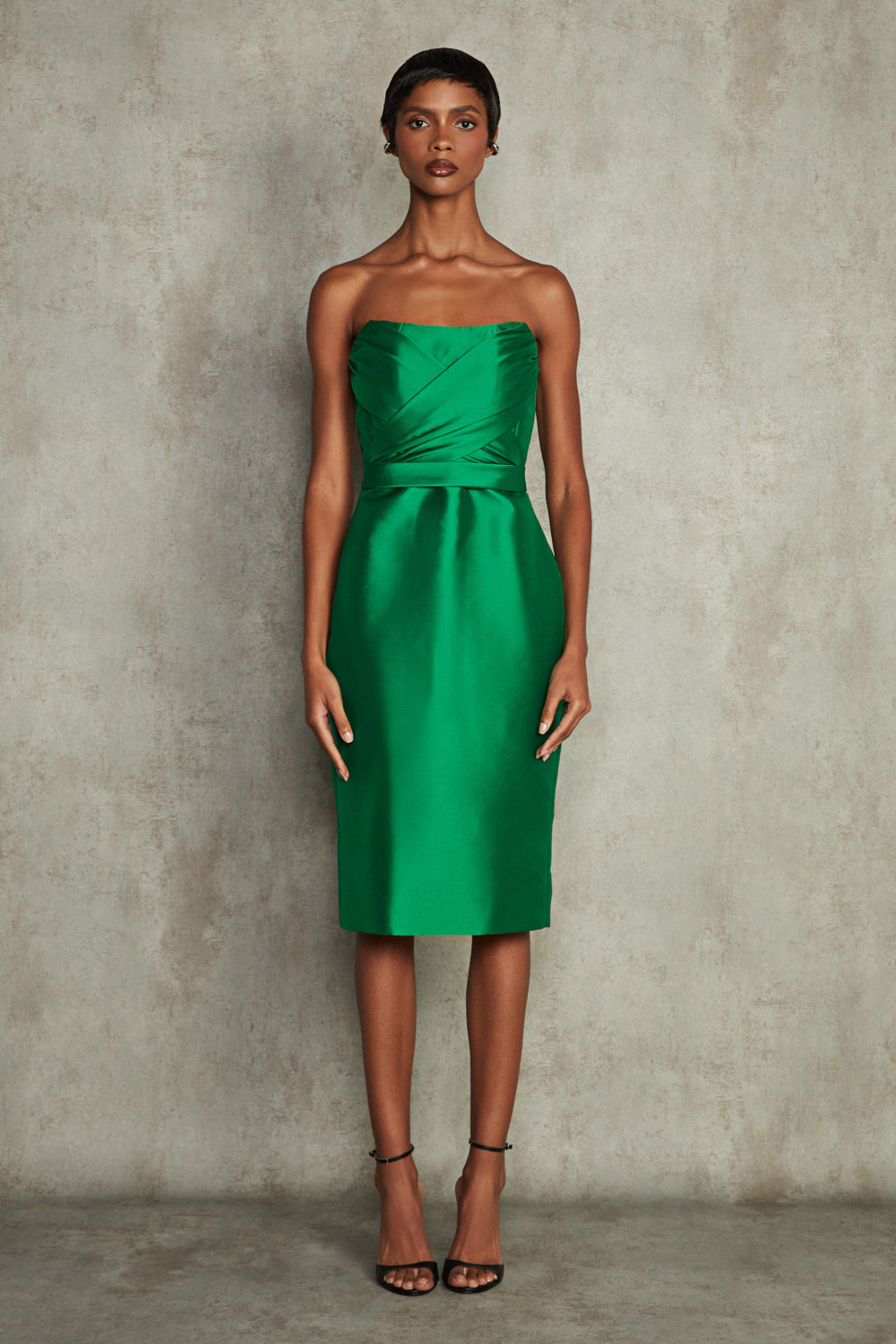 VESTIDO MIDI MIKADO LILIAN VERDE