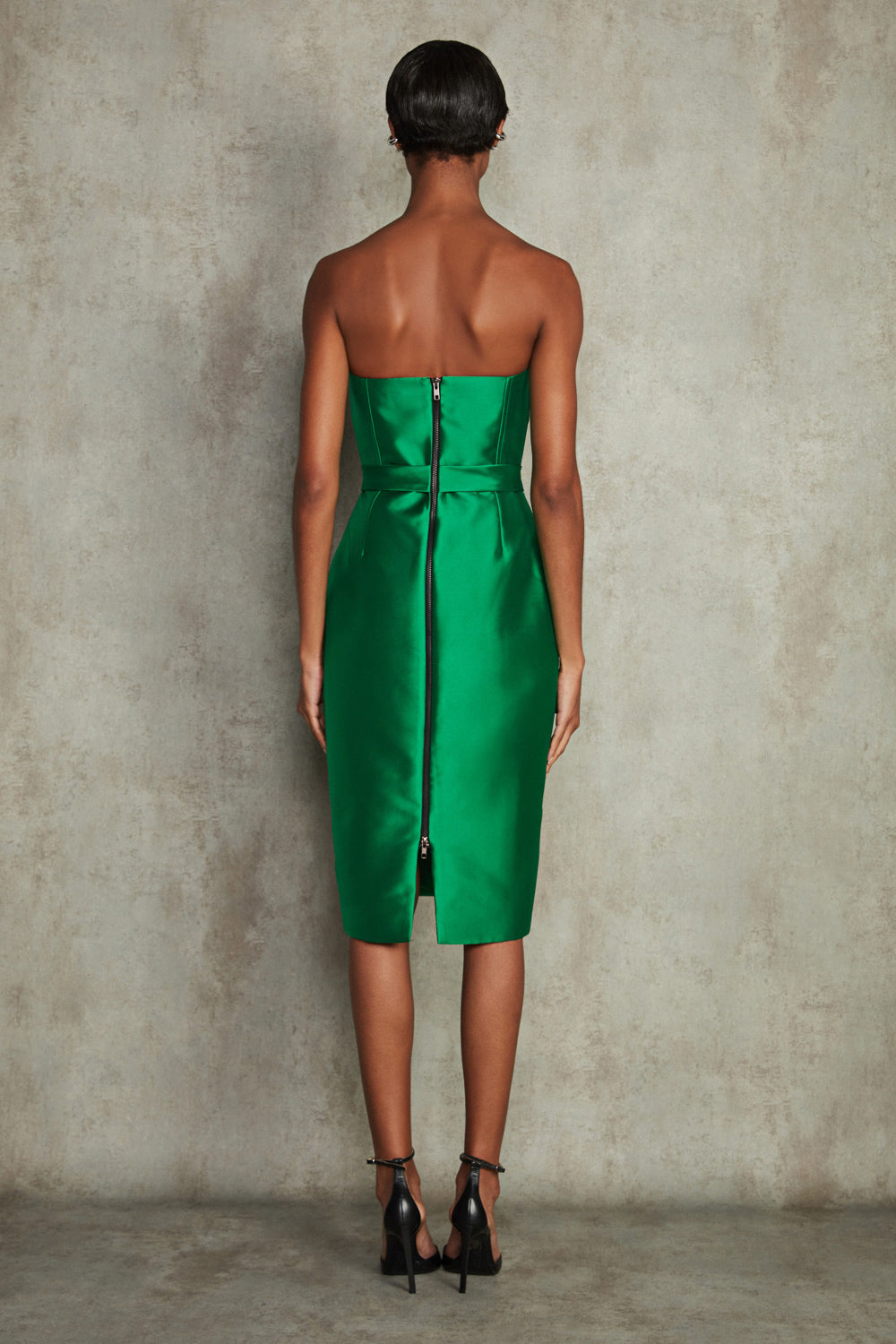 VESTIDO MIDI MIKADO LILIAN VERDE