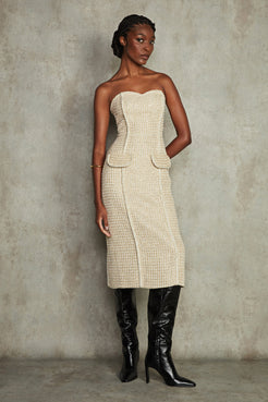 VESTIDO MIDI TWEED DIANA DOURADO
