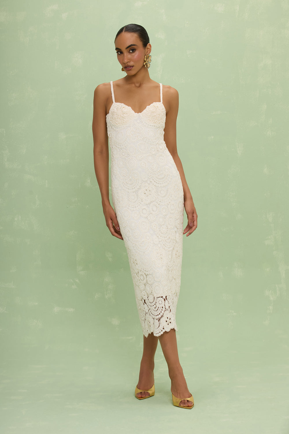 VESTIDO MIDI GAL EMBROIDERY OFF WHITE
